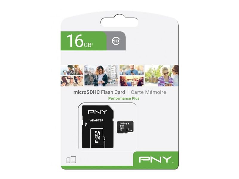 PNY microSDHC-Karte Performance Plus 16 GB MicroSDHC-Karte mit 16 GB, Class 10