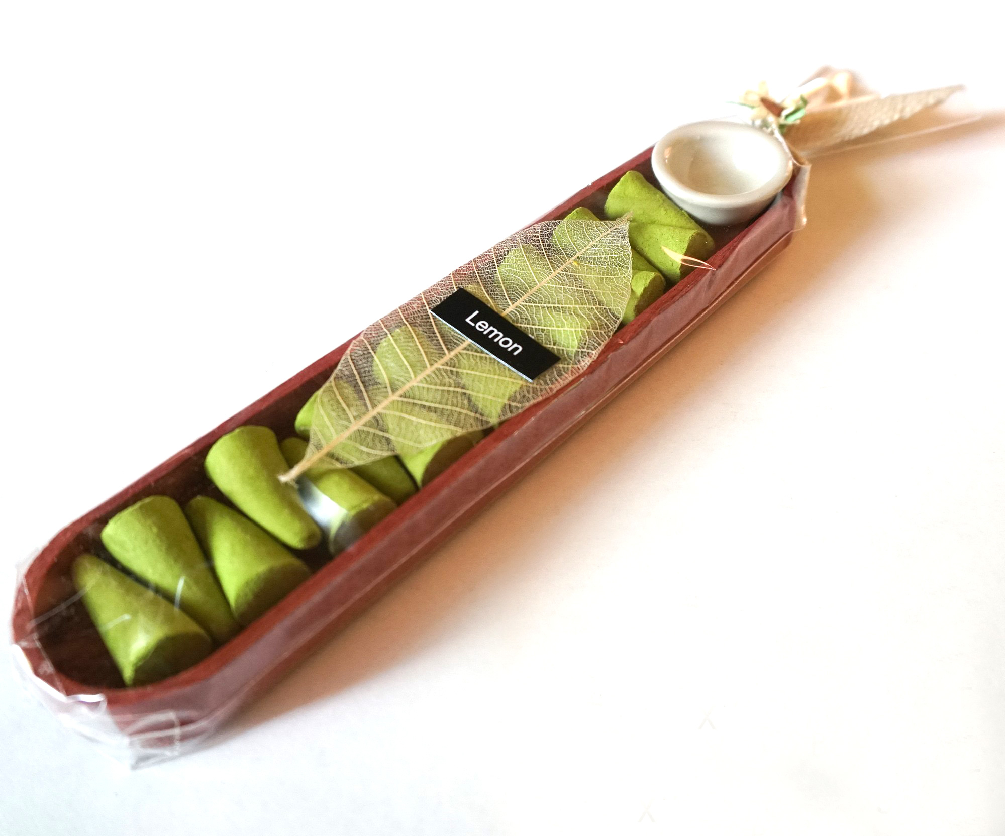 Räucherkegel-Box 'Lemon', grün, B 17,5 cm, T 3,5 cm, H 1,5 cm günstig bestellen