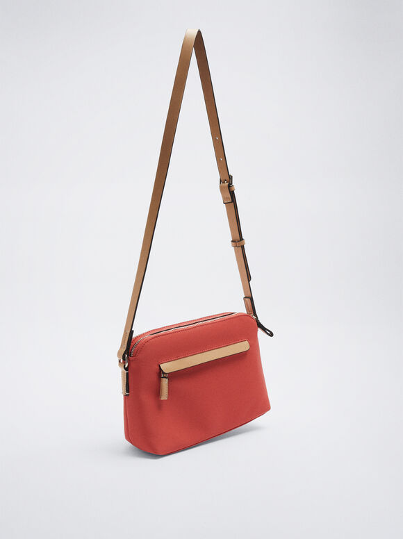 Bolsa transversal com efeito nylon - Coral