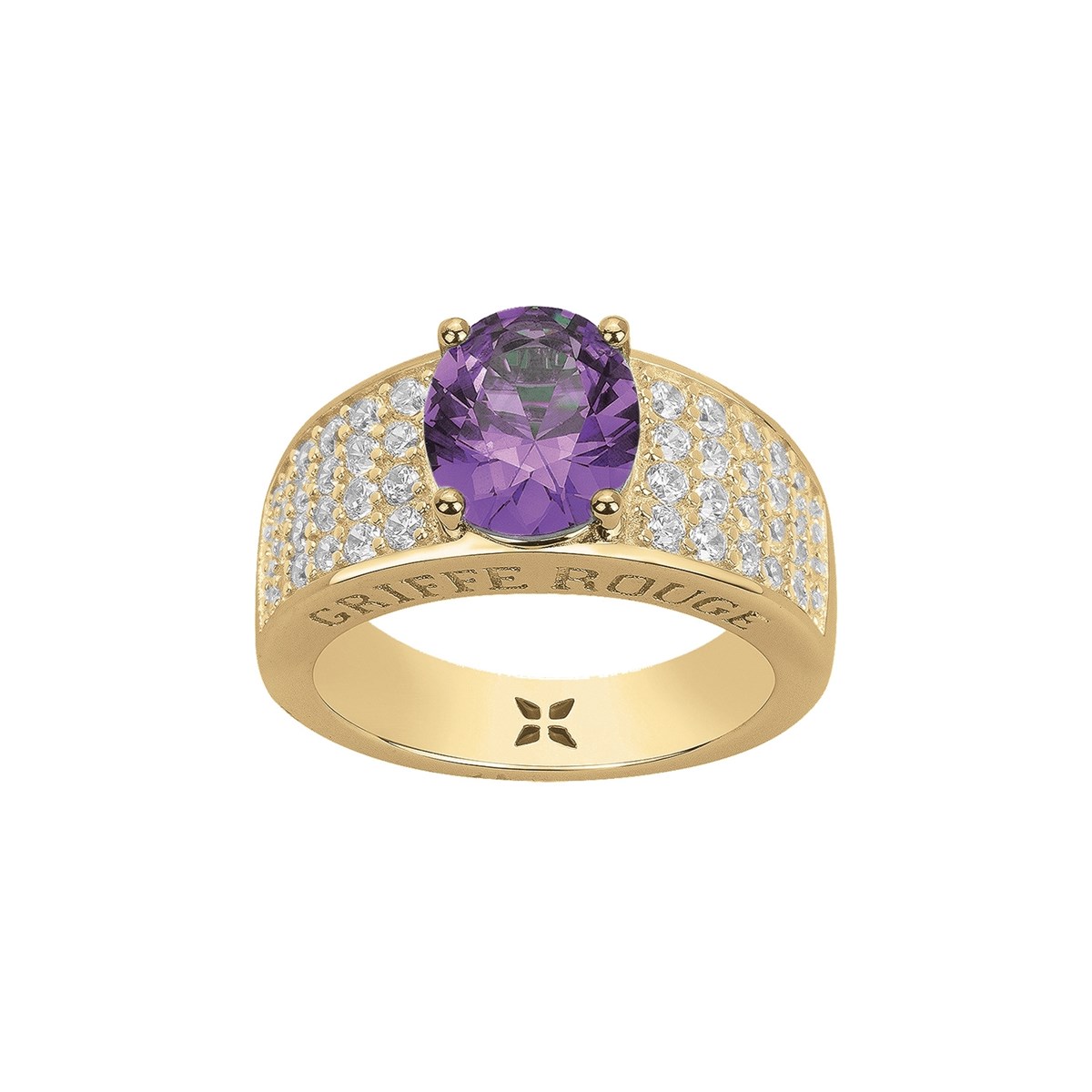 Bague ELISABETH en Plaqué Or avec pierre synthétique mauve amethyste