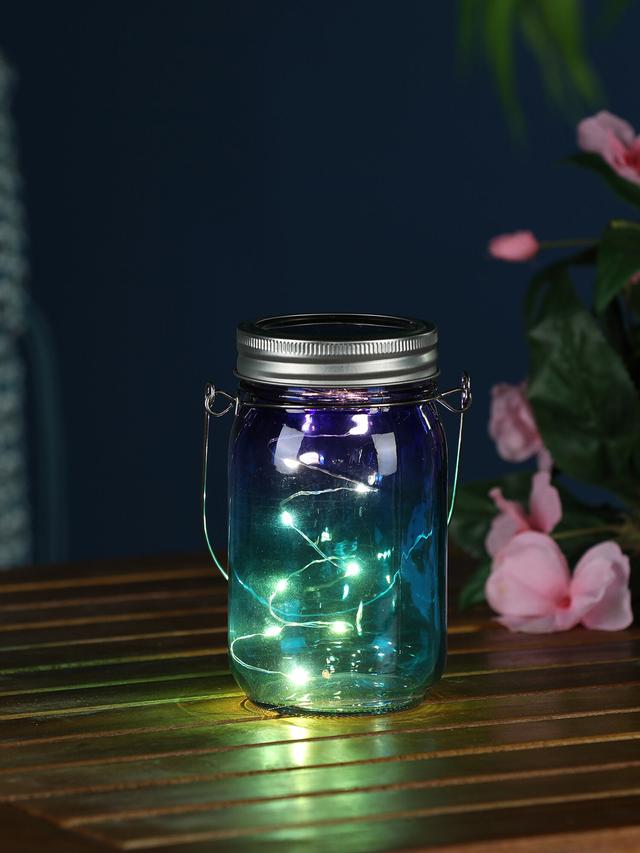 Ab ins Grüne kleines Maritimes Solar-Glas blau, 3er Set