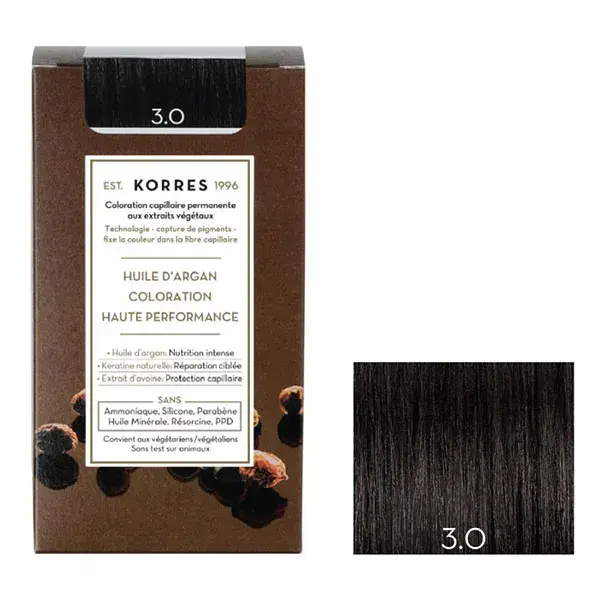 Korres Coloração Permanente Castanho Escuro Natural 3.0