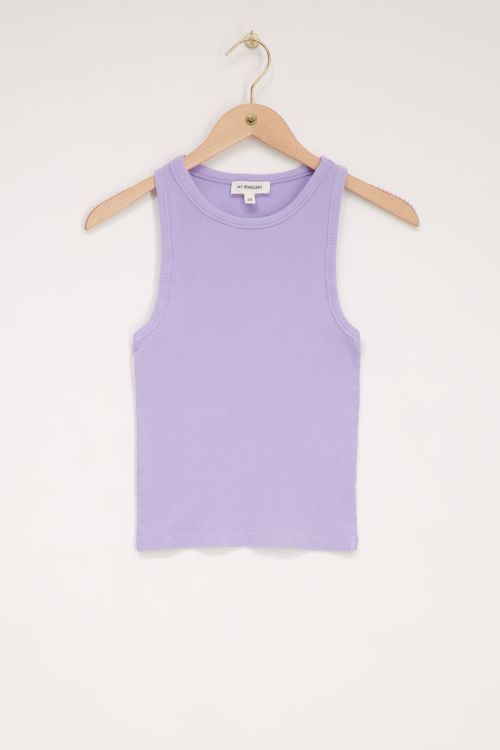 Lila tanktop met rib structuur