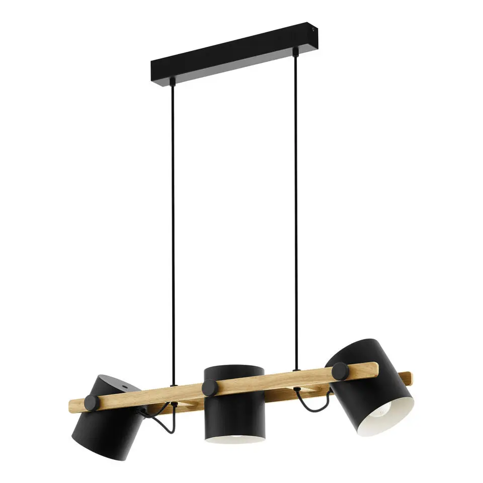 EGLOHornwoodHanglamp-E27-78cm-Zwart/Crème/Bruin