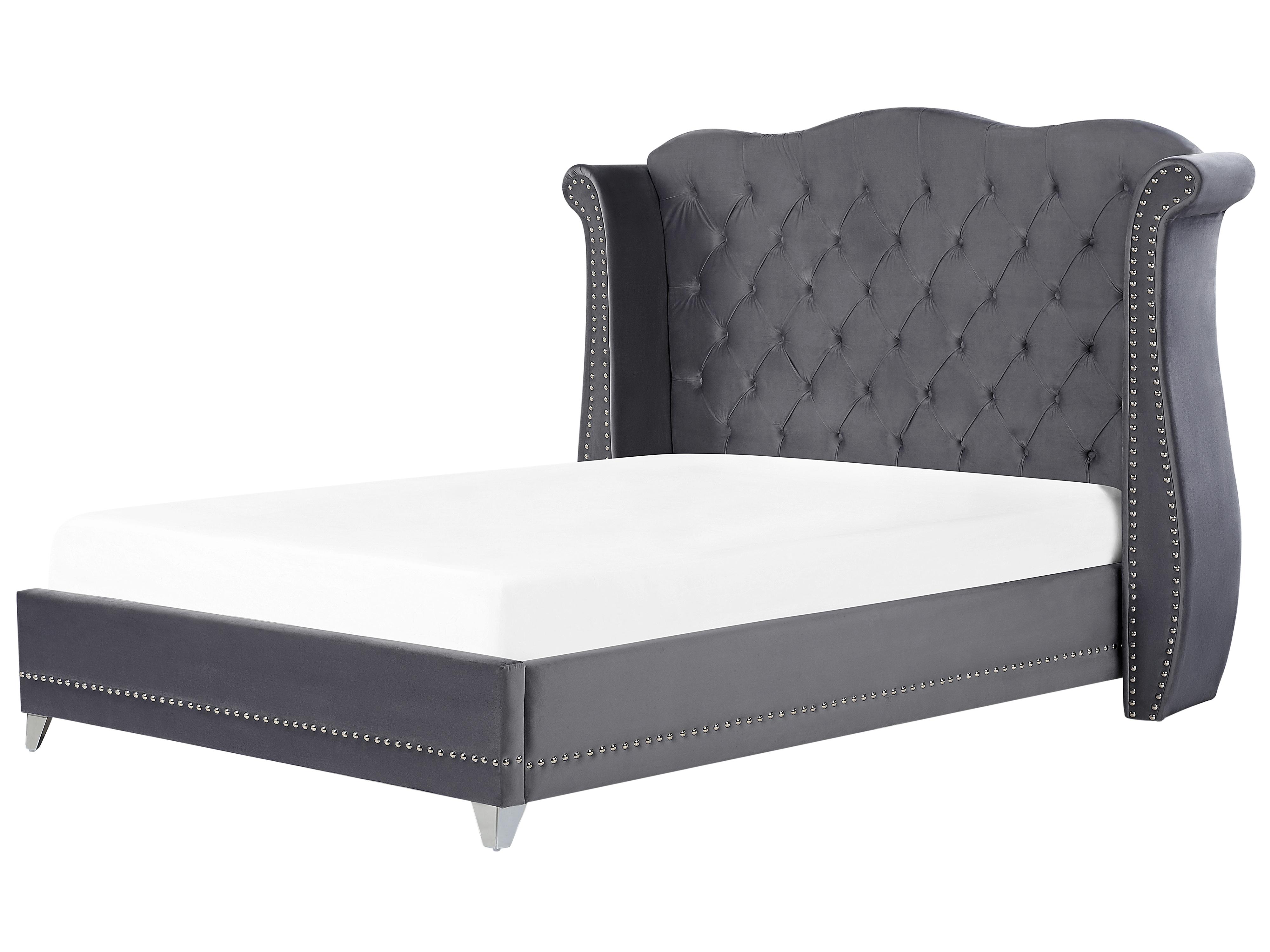 Bed Fluweel AYETTE 180 x 200 cm Grijs