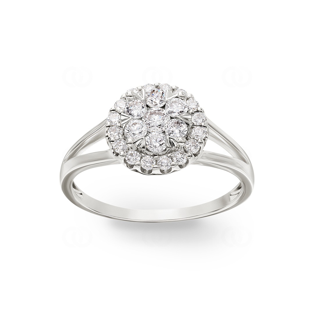 0.51 Karat Diamanten Halo Verlobungsring 750/18 K Weissgold
