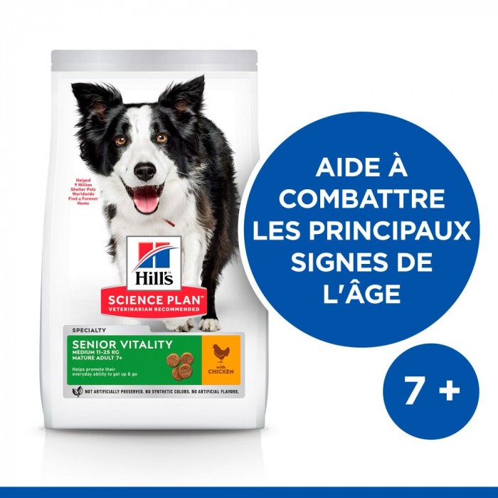 HILL'S Science Plan Senior Vitality Medium Mature Adult 7+ au Poulet - Croquettes pour chien