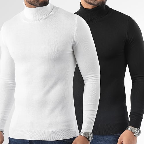 Lot De 2 Pulls Col Roulé 1006 Noir Blanc
