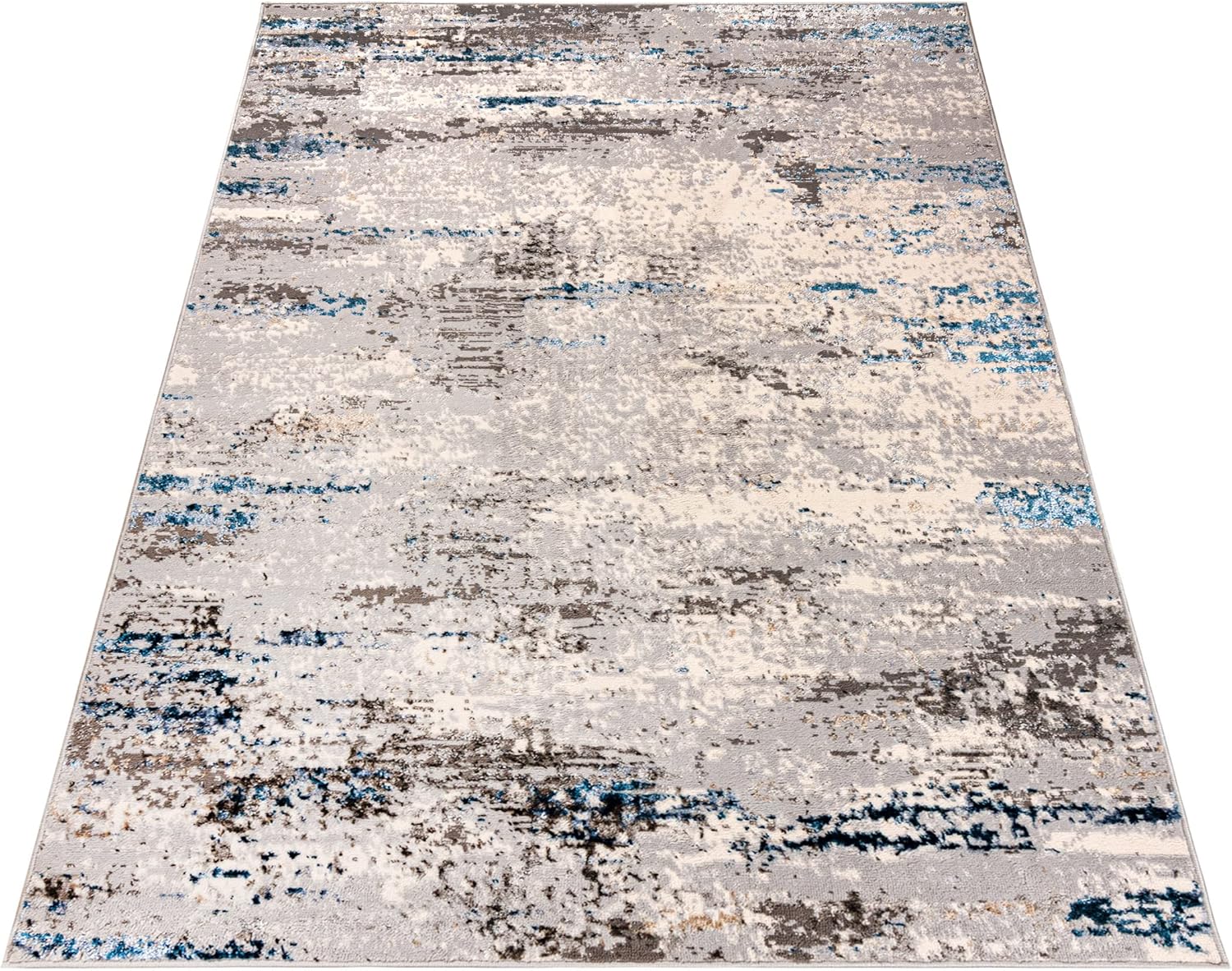 Mazovia Abstraktes Vintage Designer Teppich - Kurzflor - Weich Teppich für Wohnzimmer, Esszimmer - ÖKO-TEX Wohnzimmerteppich - Teppiche Beige Blau Grau 300 x 400 cm