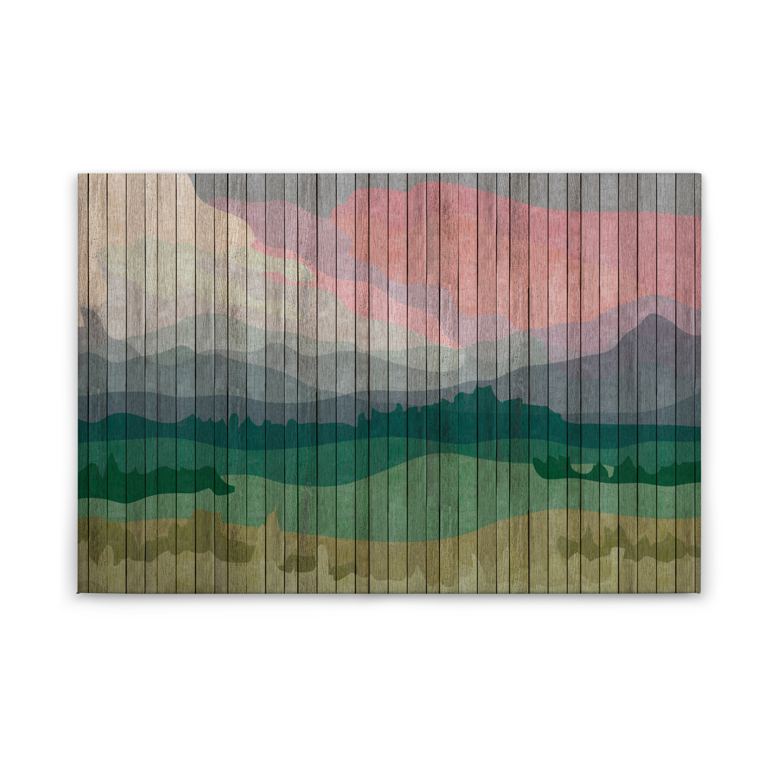 Leinwandbild BERGE - bunt-grün - 90x60 cm