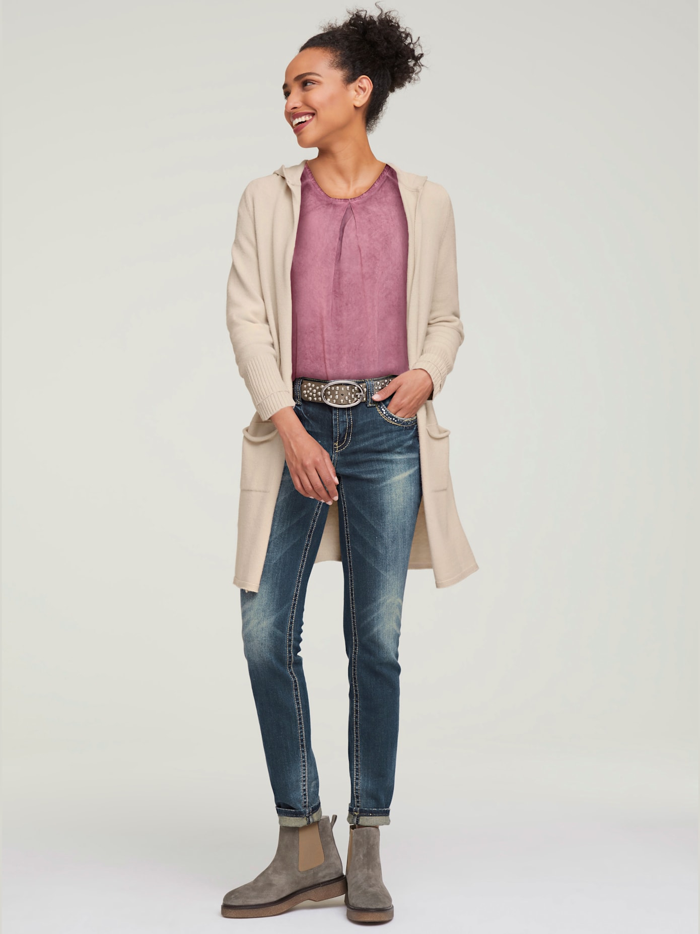 Veste longue en tricot style cardigan
