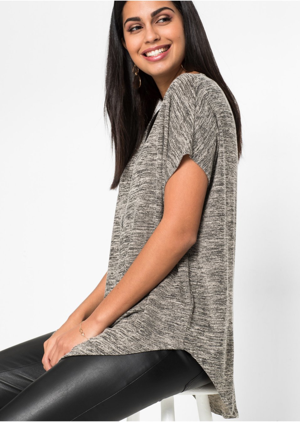 T-shirt oversize à fermeture zippée