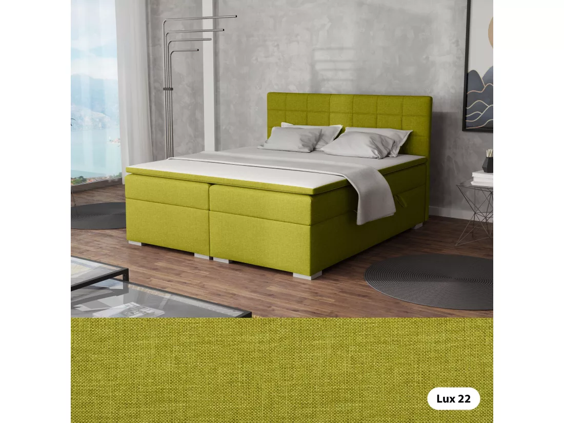 LIT BOXSPRING avec rangements pour la literie Torland, 200x200 cm, Lux 22 (Vert jaunâtre)