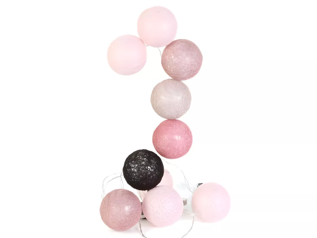 Guirlande Boule Rose Taupe 10 Led D6cm 1m92