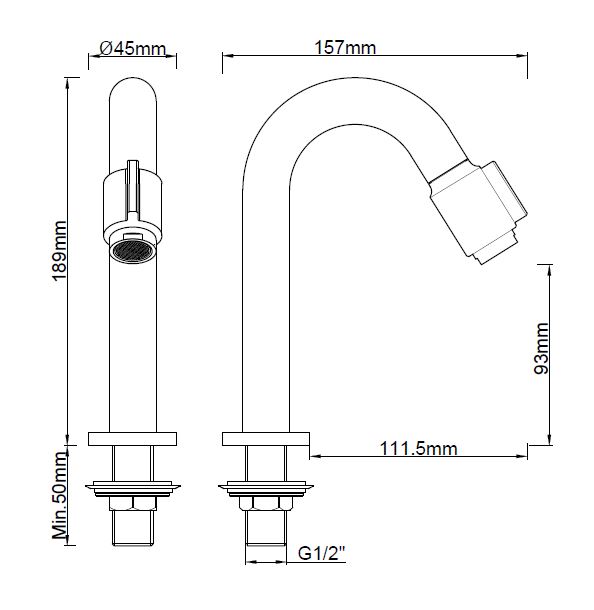 Mueller Round fonteinkraanset RVS