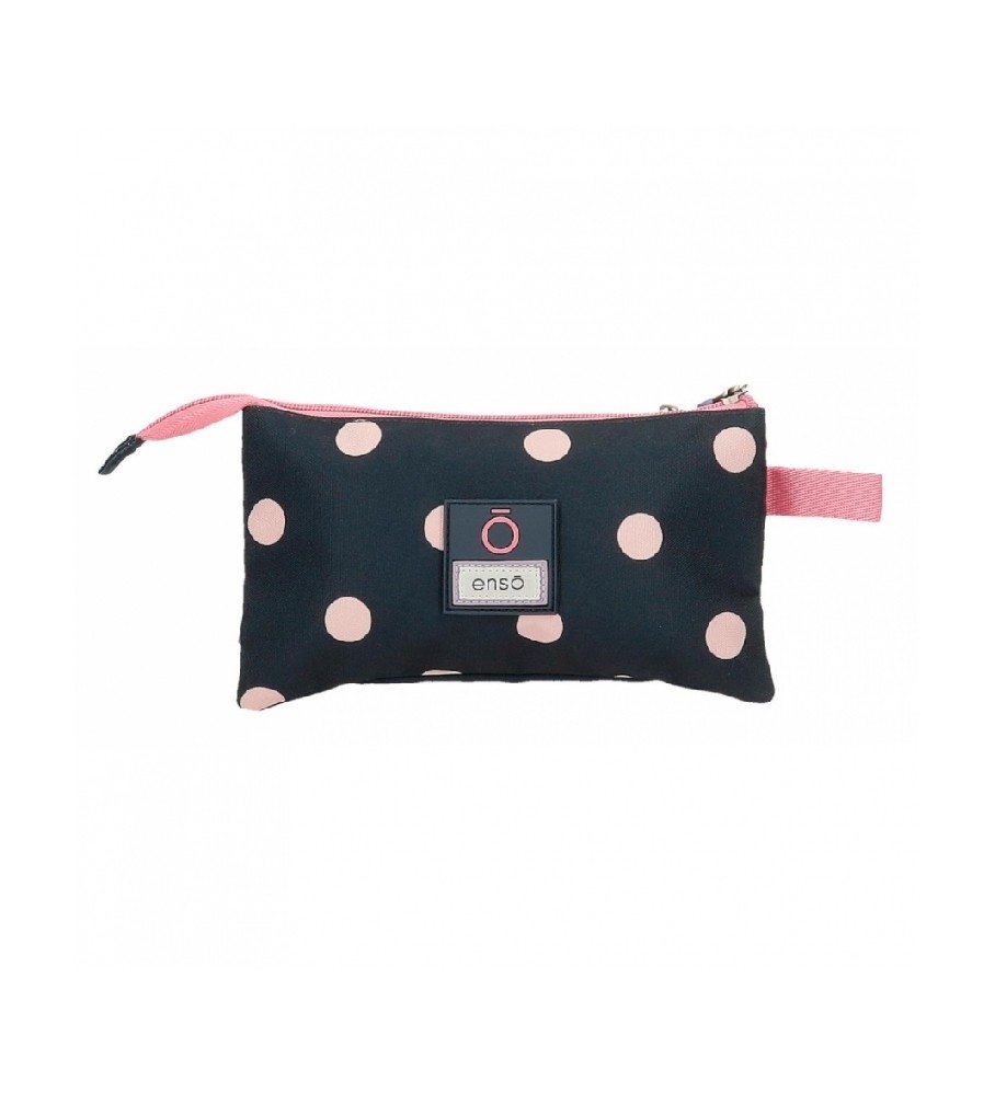 Estojo para lápis Enso com três compartimentos, rosa - 22x12x5cm -