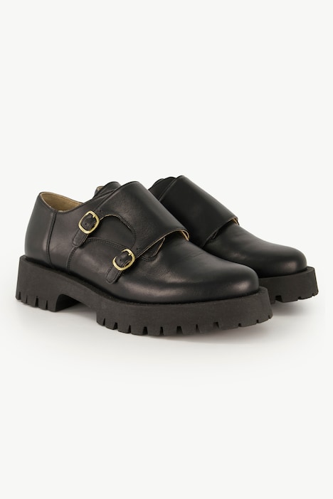 Leder-Slipper, Schnallen, Wechselfußbett, Weite H