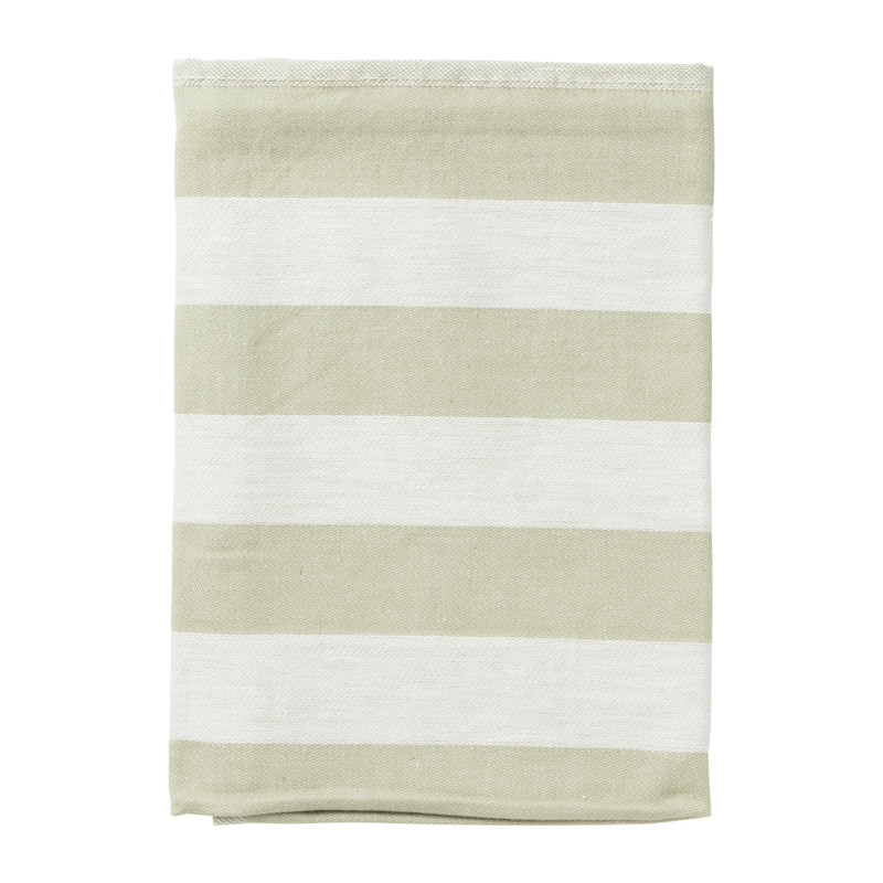 Theedoek strepen - groen/wit - 50x70 cm