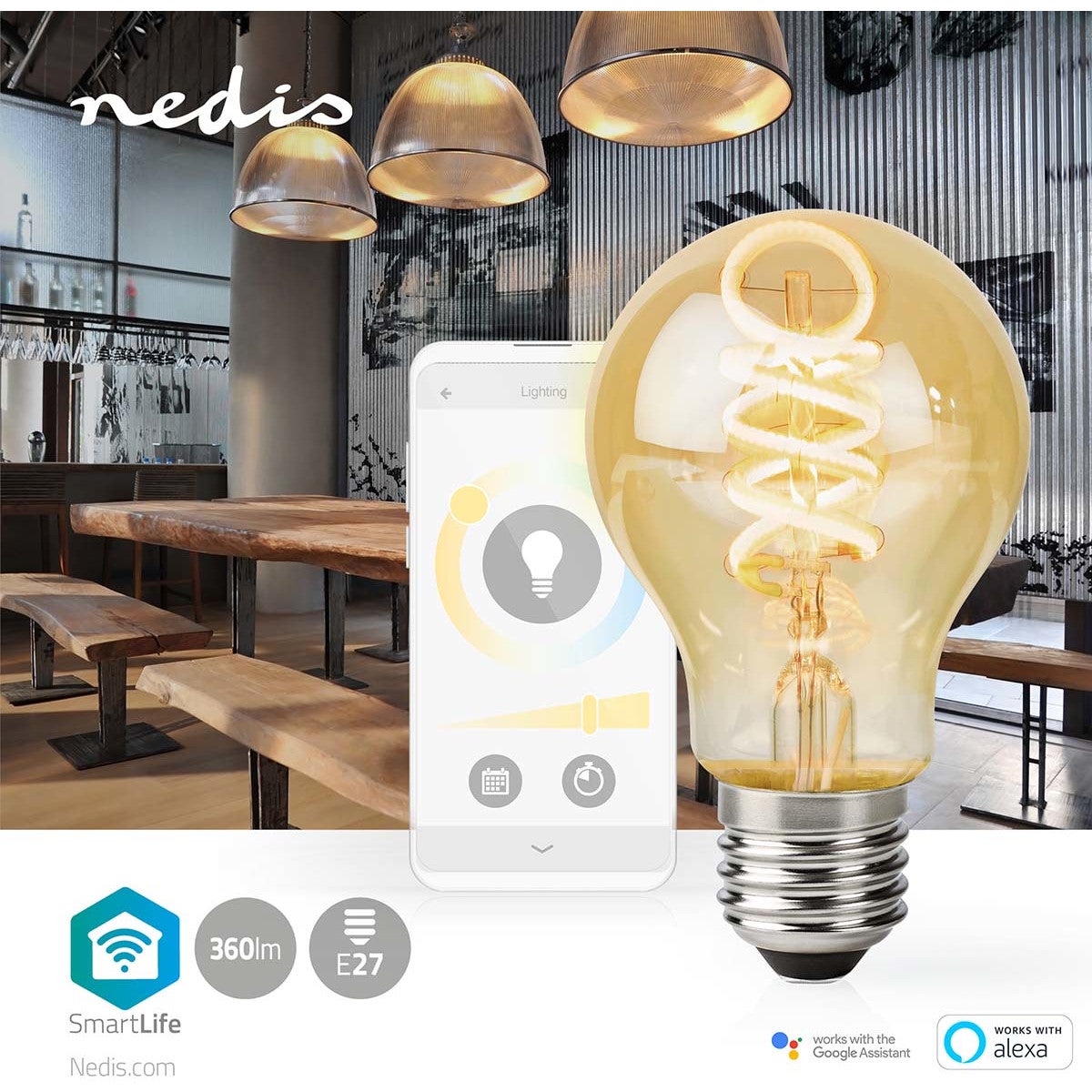 Nedis WIFILRT10A60 Smartlife LED Filamentlamp E27 360lm 4.9W warm-white