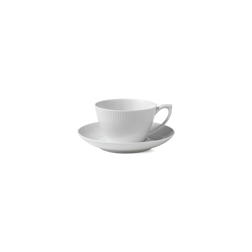 Royal Copenhagen Hvid Riflet Kop Med Underkop, 28 cl