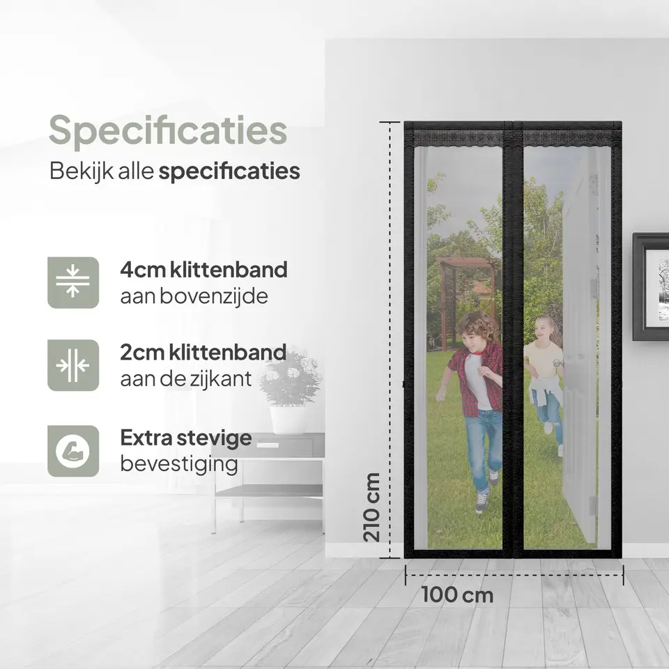 O'DADDY Deurgordijn Deluxe FIBER - Magnetisch Vliegengordijn 100x210 Zwart