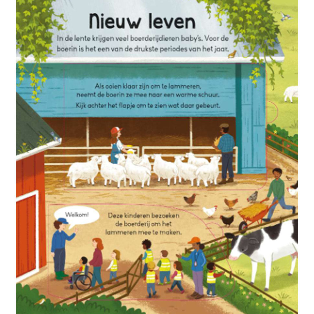 uitgeverij usborne kijk binnen in een boerderij