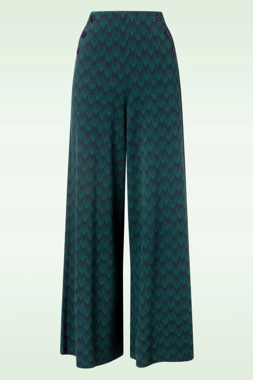 King Louie Pia Duffy Jacquard pantalon in avondblauw