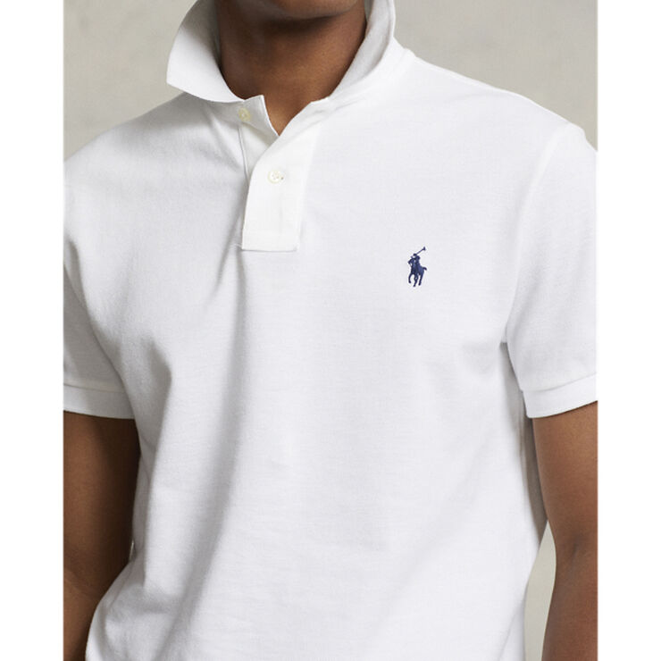 Polo Ralph Lauren Custom Slim Fit Mesh Polo Hvid