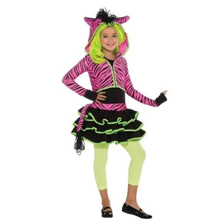 Rubies Kinderkostüm Neon Pink Zebra Hoody, Größe S
