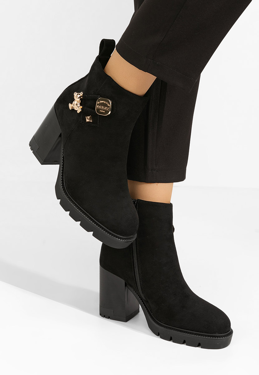 Bottines à gros talon noires Tasika