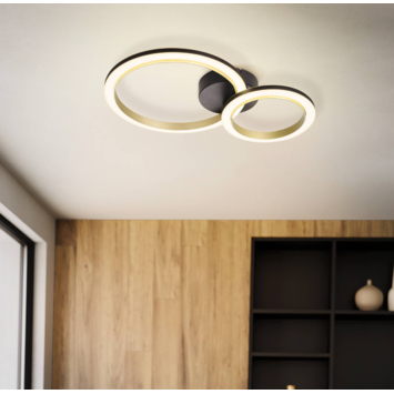 Eglo plafondlamp Calliera LED zwart-messing 12W