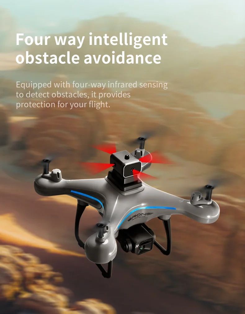 WiFi 2.4G RC Quadrocopter Four Way Obstacle Avoidance Drohne Dual 4K Kamera   Fernbedienung