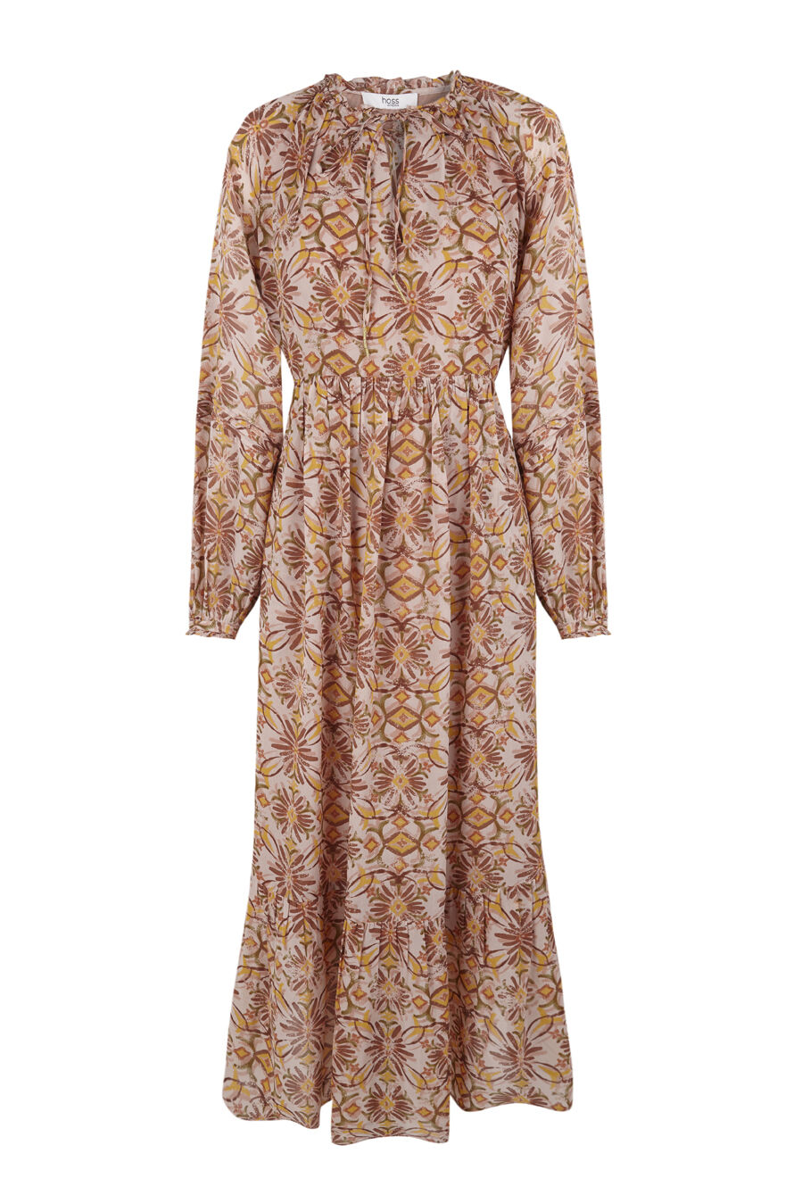 Vestido midi estampado Alexia - Bege