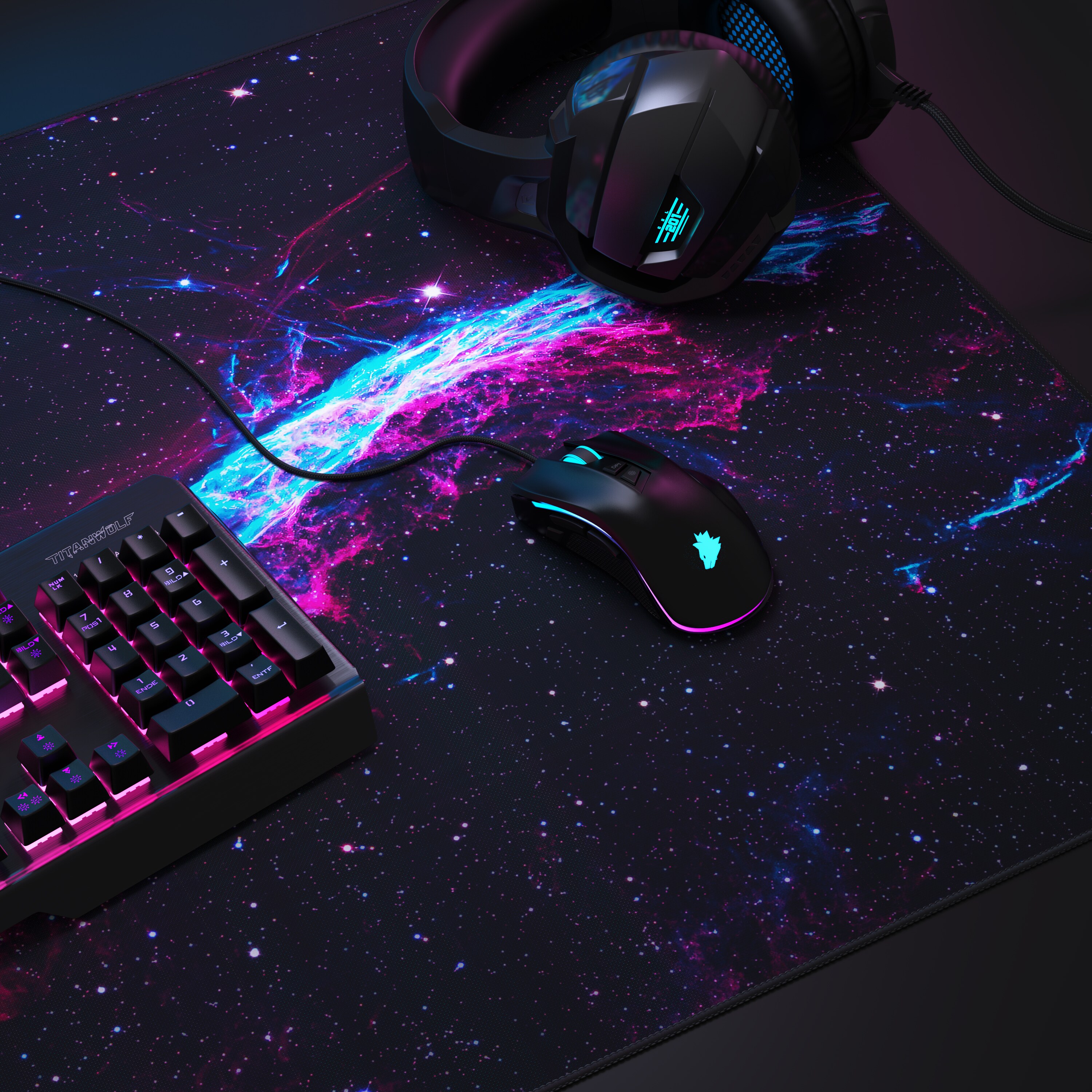 Titanwolf Gaming Mauspad, XXXL Speed Mousepad 1200 x 600 mm, Geschwindigkeit & Präzision, Galaxie Speed