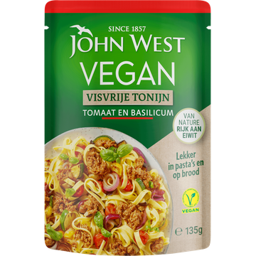 John West Vegan Visvrije Tonijn met Tomaat en Basilicum 135g