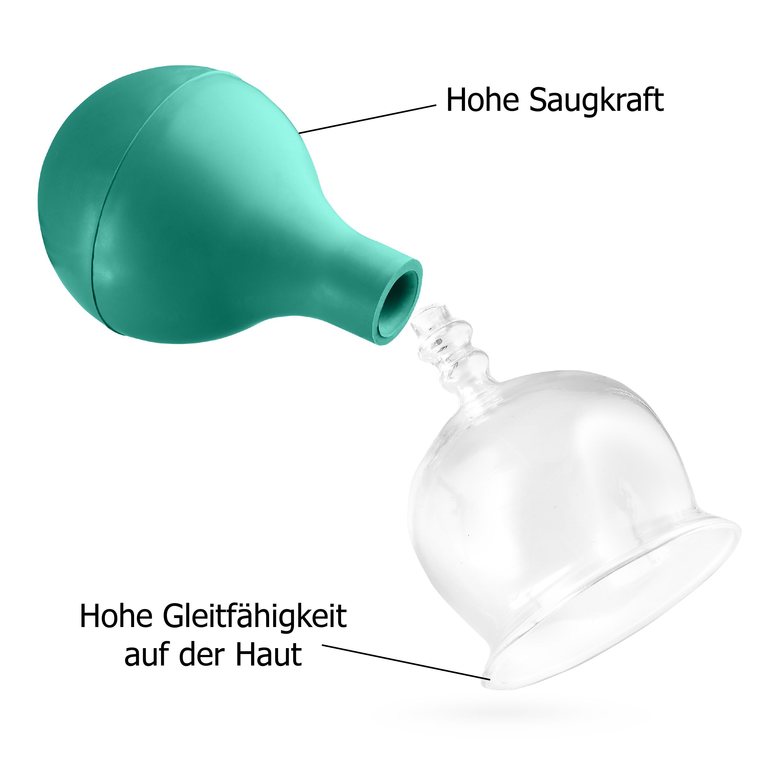 Pulox Schröpfglas aus Echtglas mit Saugball - 62mm in Grün