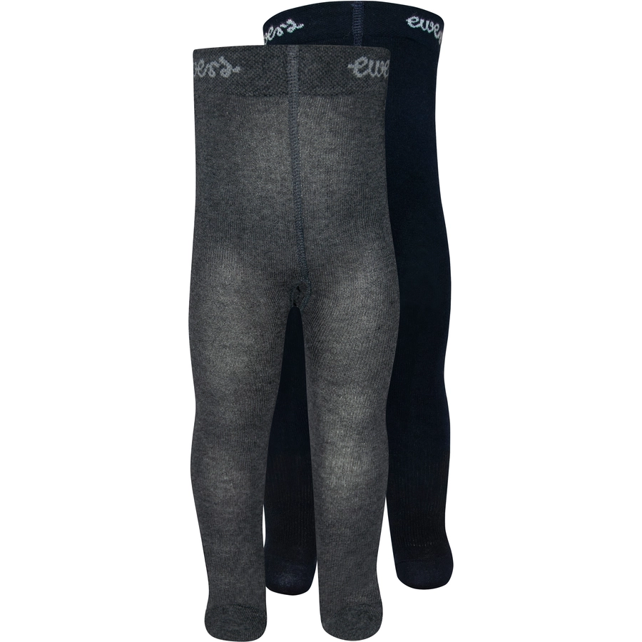 Ewers Babystrumpfhose 2er Pack Uni marineanthrazit