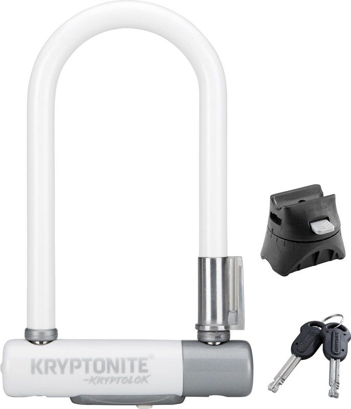 Kryptonite KryptoLok Mini-7 Beugelslot Fiets – ART-2 Slot – Beugelslot Elektrische Fiets – 17,8 x 8,2 CM – Staal – Parelwit