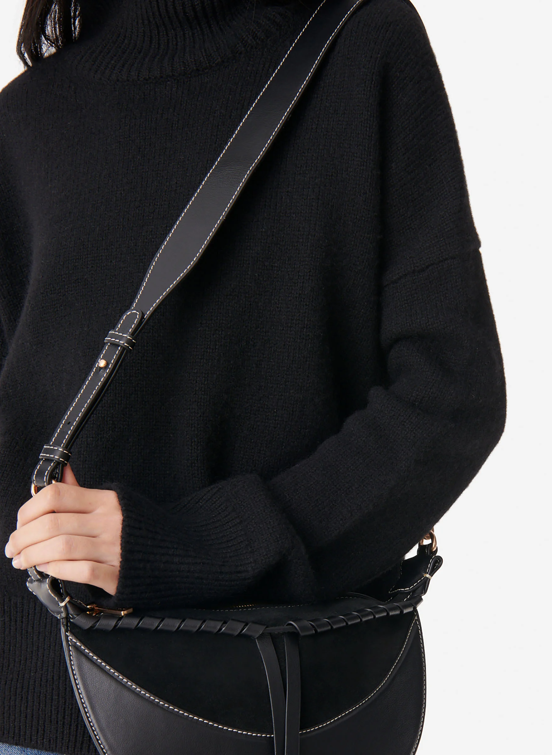 Sac banane en cuir lisse | Noir