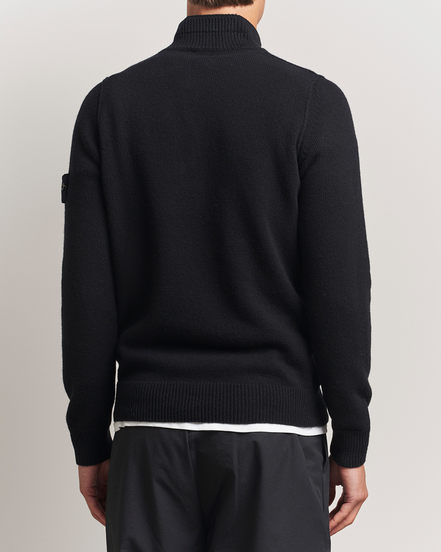Stone Island Knitted Lambswool Half Button Zip Black