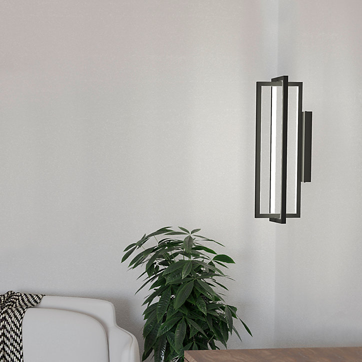 Applique murale LED intégrée Siberia 2200lm IP20 L.30 x H.30 x P.19 cm Eglo noir dimmable