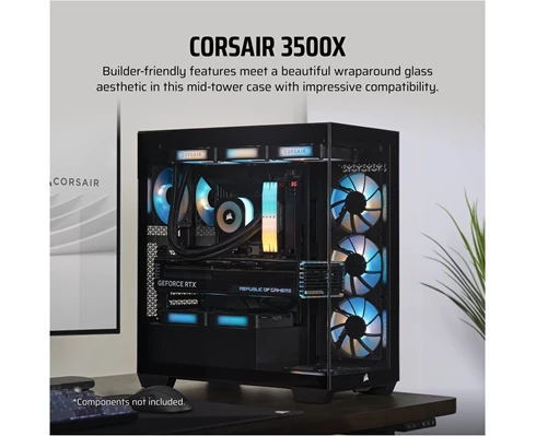 Corsair 3500X Tempered Glass Mid-Tower, Black