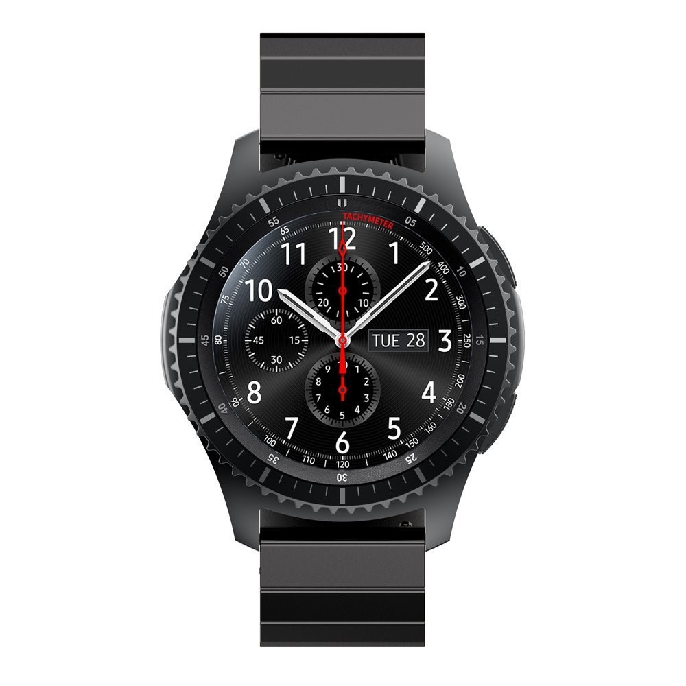 Samsung Galaxy Watch 46mm / Gear S3 Classic / S3 Frontier Edelstahl Armband mit Schnappverschluss - Schwarz
