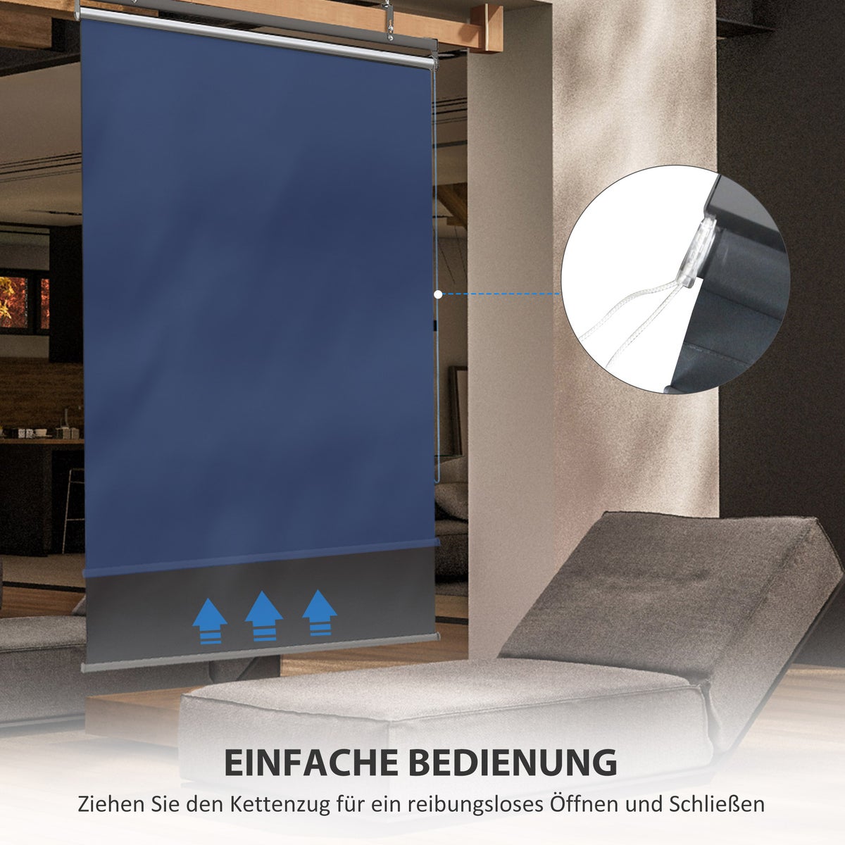 Outsunny verticale zonnescherm, balkonscherm met zonwering, haken, 124 x 222 cm, polyester, donkergrijs