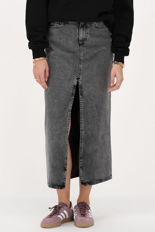Grijze denim midi rok