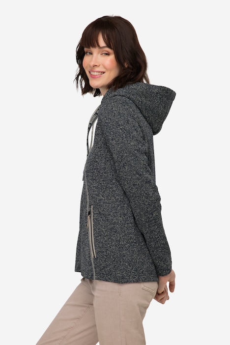 Strickfleece-Jacke, Kapuze, Zipptaschen