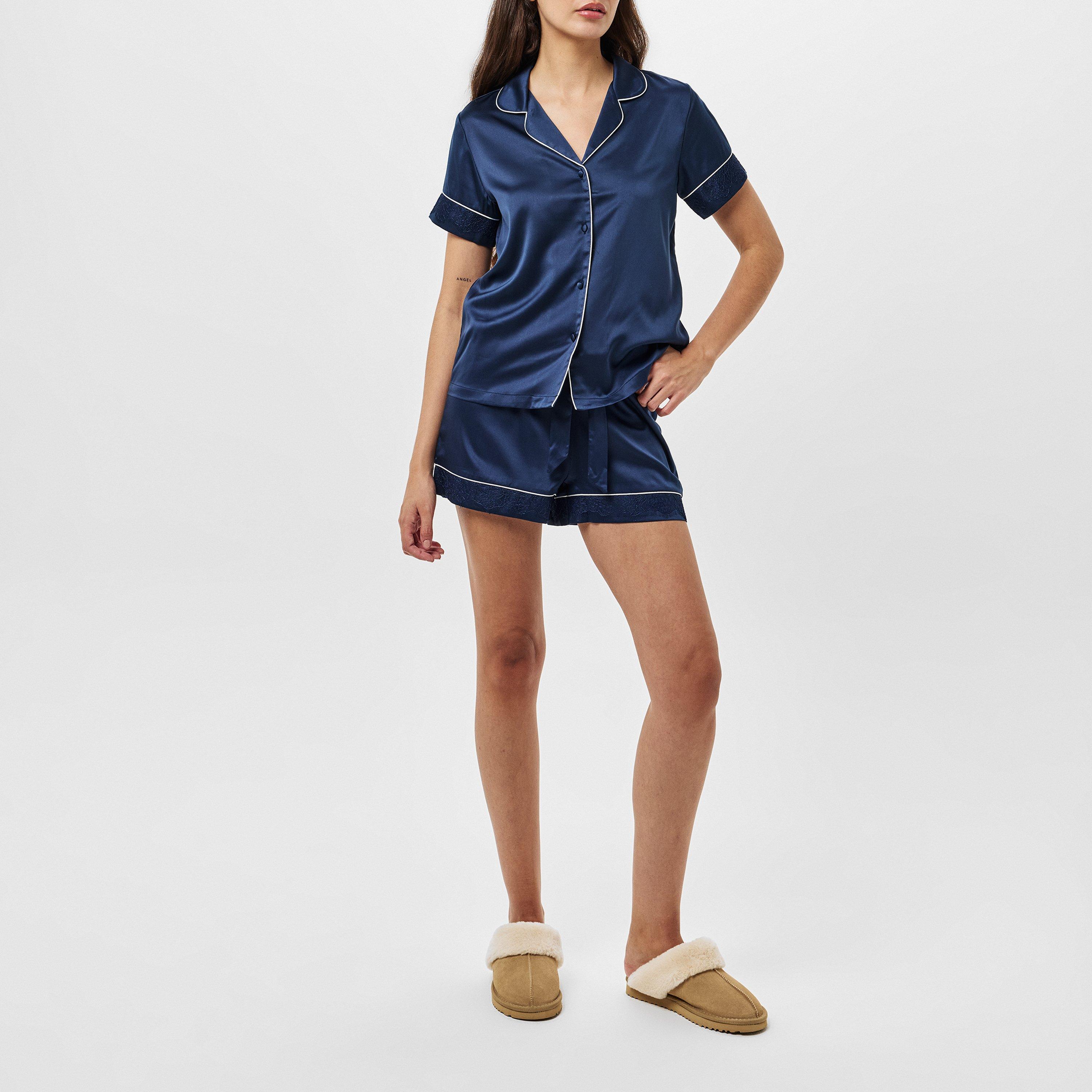 Chelsea Peers Satin Lace Short Sleeve Pyjama Set