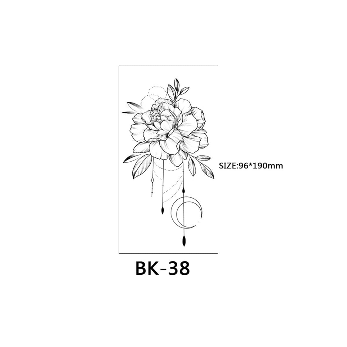 Rubs - midlertidige tatoveringer med blomstermotiver 8 stk Sort