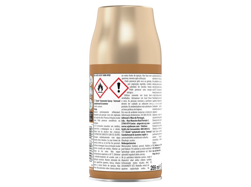 AMBIENTADOR GLADE AUTOMATIC SPRAY RECARGA SANDALWOOD E JASMIN 269ML