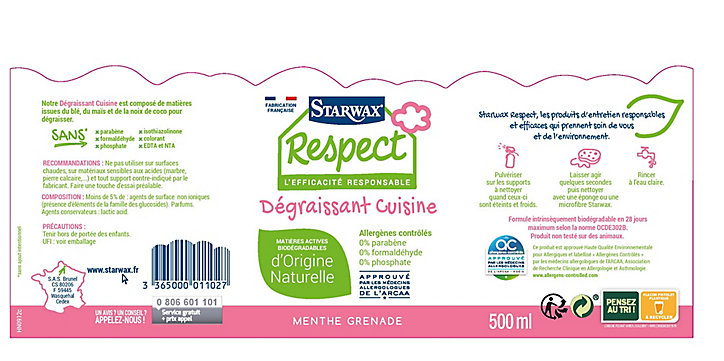 Nettoyant Cuisine Starwax Respect Menthe Grenade 500ml